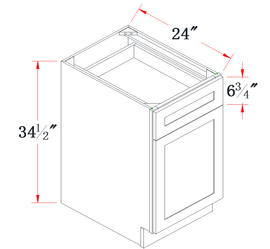 Onyx Black Standard Base Cabinet - 12"W