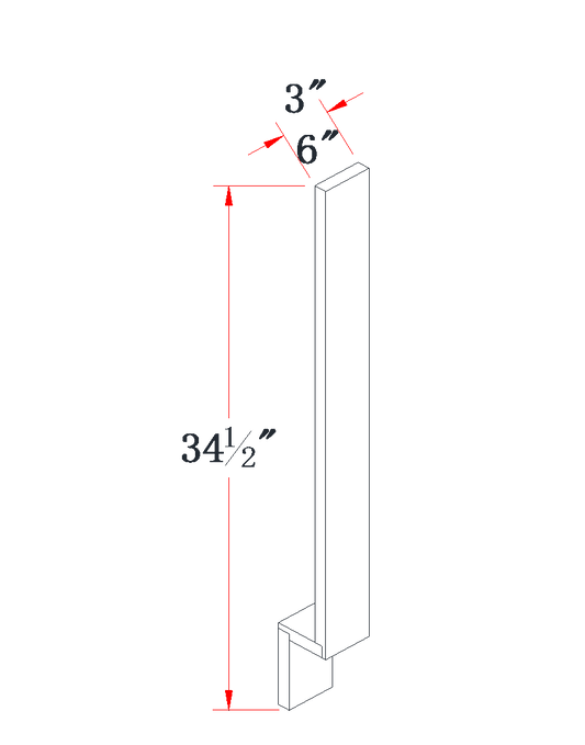 Onyx Black Base Filler - 03"W x 34-1/2"L