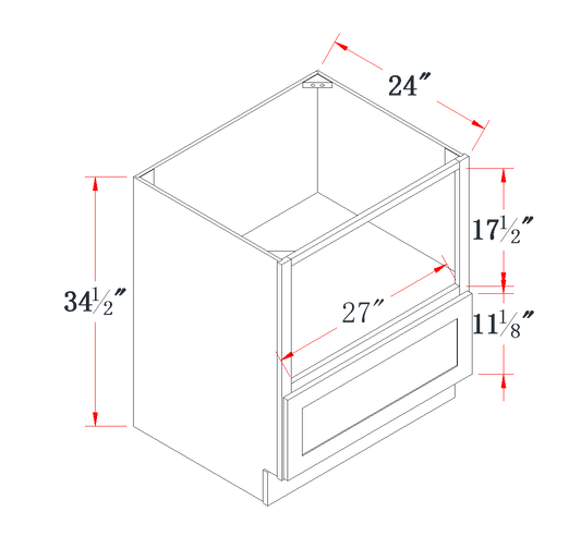 Onyx Black Microwave Base Cabinet - 30"W
