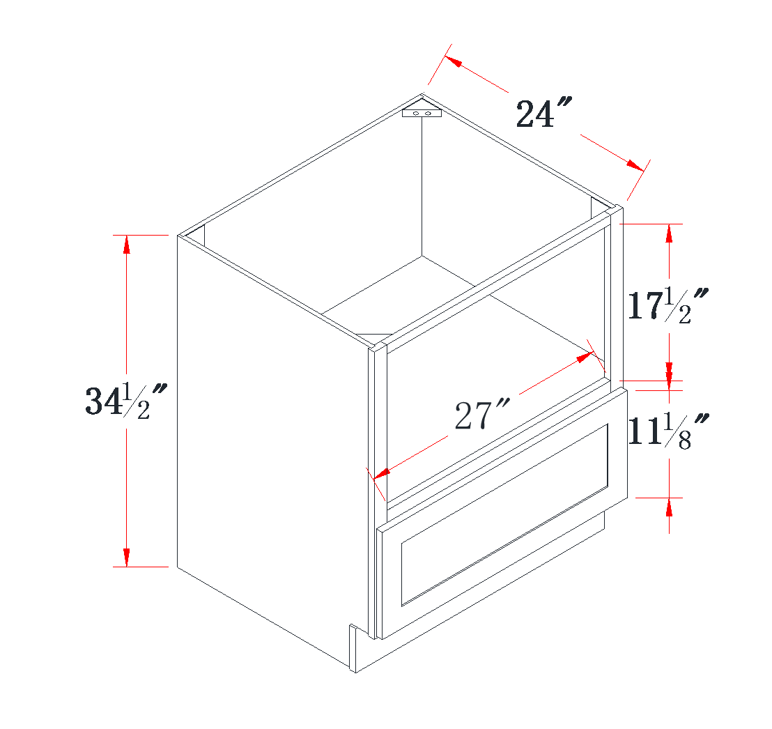 Onyx Black Microwave Base Cabinet - 30"W