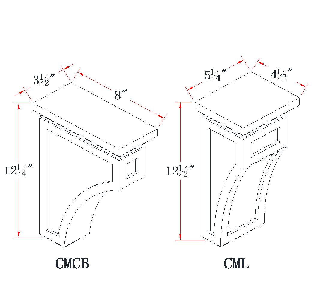Onyx Black Corbel - 5-1/4"W x 12-1/2"L