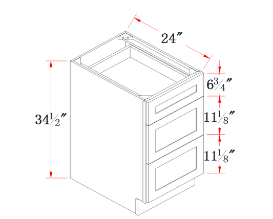 Charcoal Gray Drawer Base Cabinet - 24"W