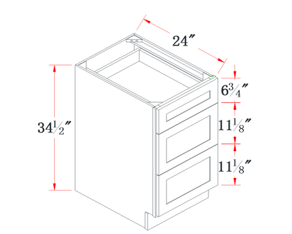 Onyx Black Drawer Base Cabinet - 24"W