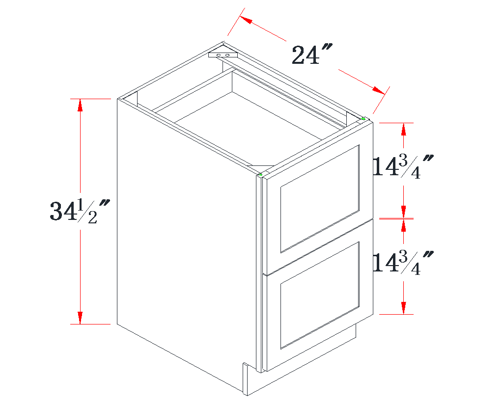 Natural Wood Drawer Base Cabinet - 24"W