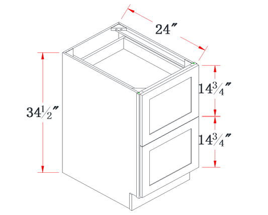 Charcoal Gray Drawer Base Cabinet - 24"W