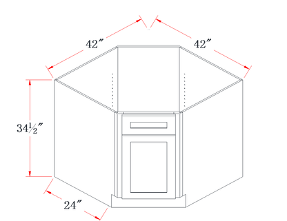 Polar White Corner Sink Base Cabinet - 42"W