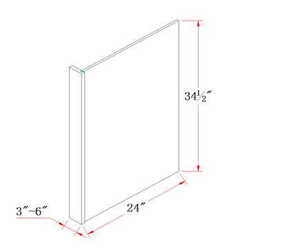 Onyx Black Dishwasher Return Panel - 24"W x 34-1/2"L