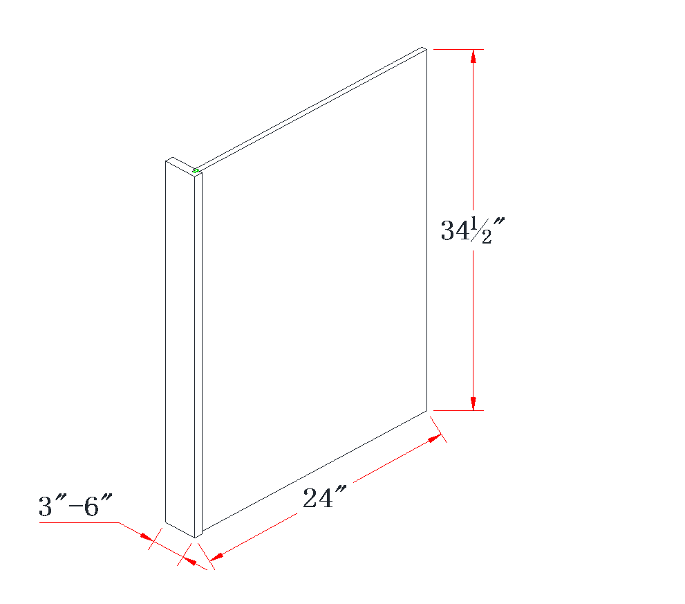 Charcoal Gray Dishwasher Return Panel - 24"W x 34-1/2"L