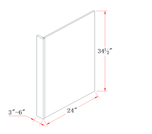 Charcoal Gray Dishwasher Return Panel - 24"W x 34-1/2"L