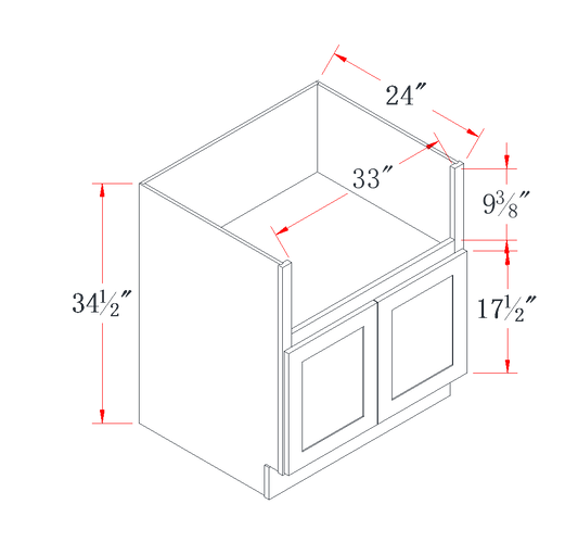 Navy Blue Farmhouse Sink Base Cabinet - 36"W