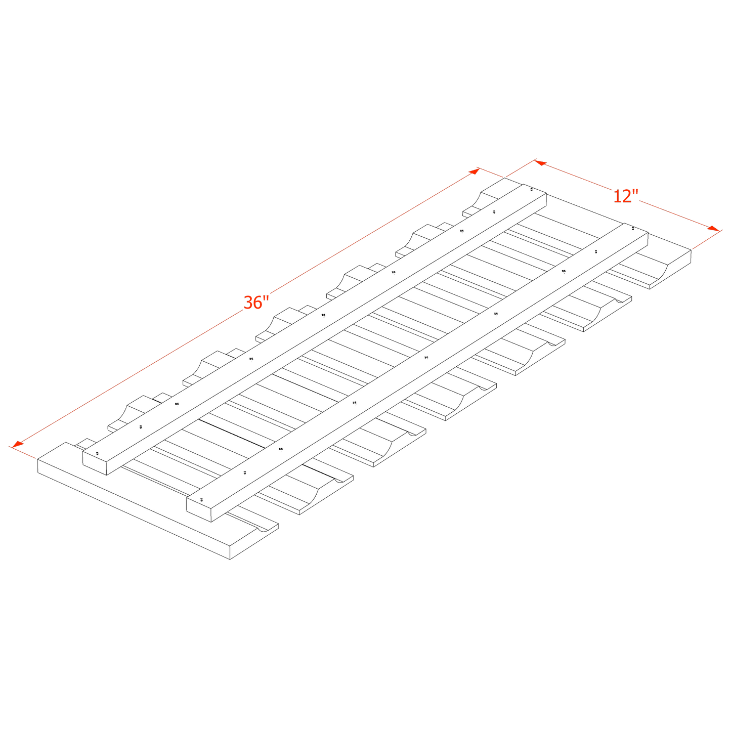 Soft Green - 36"W × 1-1/2"H Glass Holder