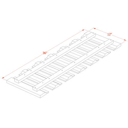 Timber Wood - 36"W x 1-1/2"H Glass Holder