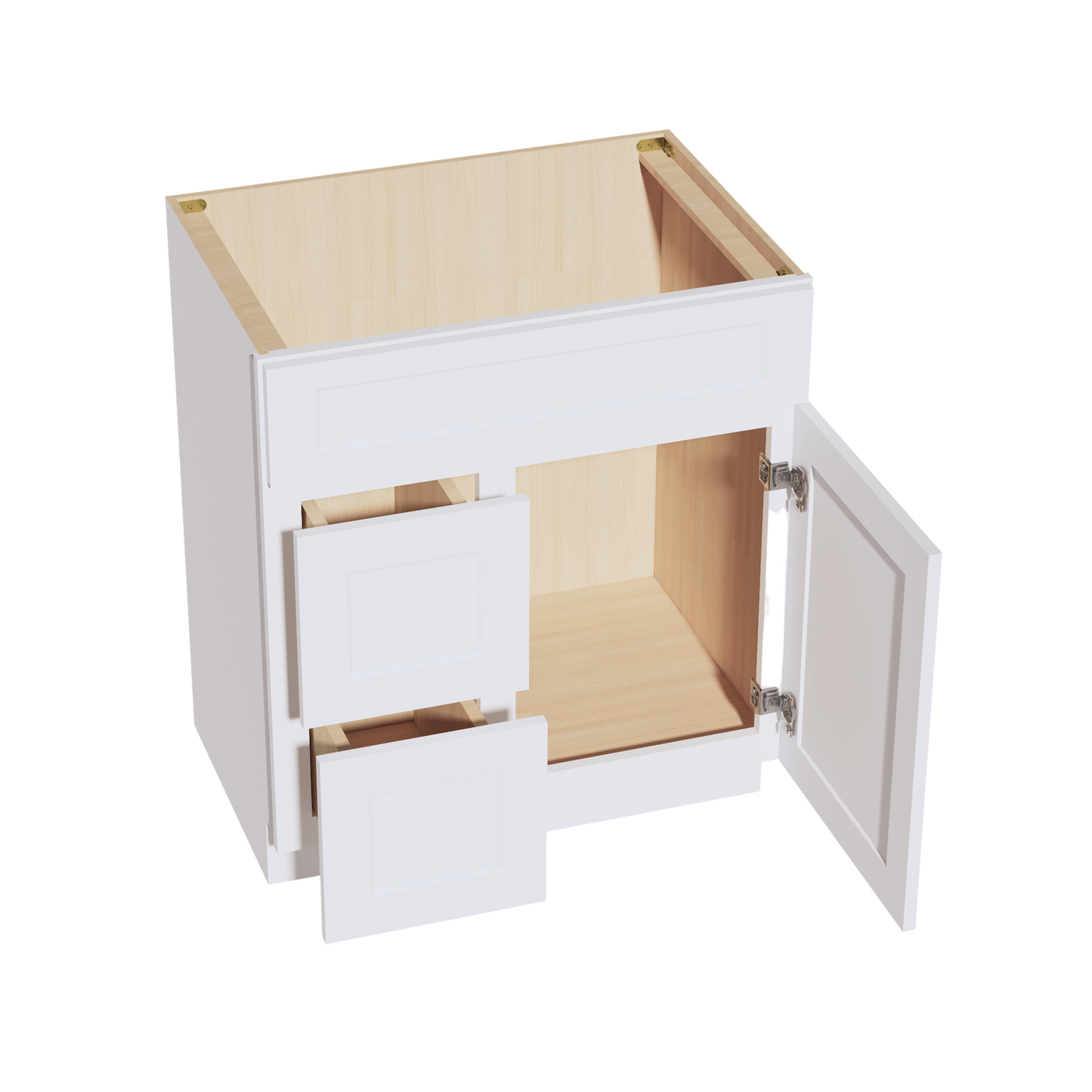 Frost White - 30"W Offset-Sink Vanity Combo Cabinet (Drawer on Left)