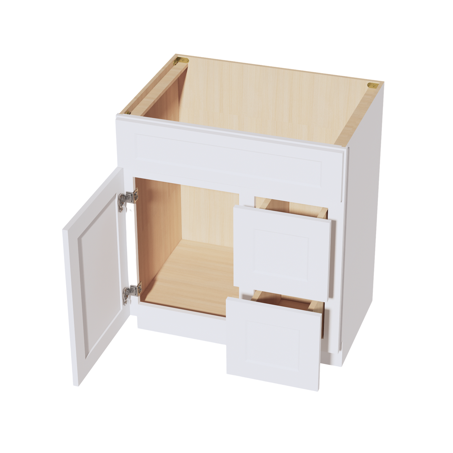 Frost White - 30"W Offset-Sink Vanity Combo Cabinet (Drawer on Right)