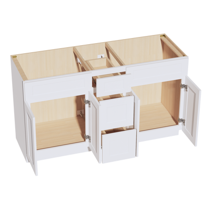 Frost White - 60"W Double Sink Vanity Combo Cabinet