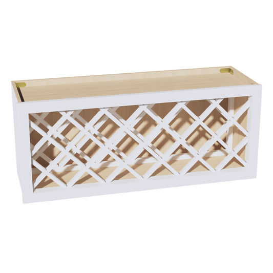 Slim Frost White - 36"W x 15"H Wine Rack Wall Cabinet