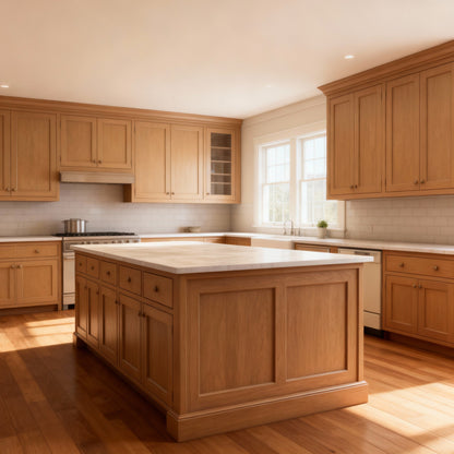 Natural Wood Offset-Sink Vanity Combo Cabinet (Drawer on Left) - 36"W