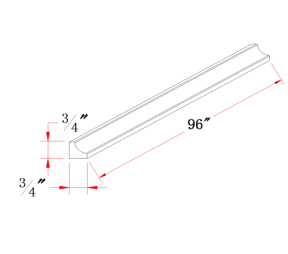 Onyx Black Inside Corner Molding - 3/4"W x 96"L