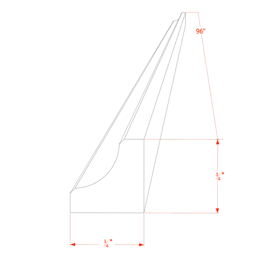 Timber Wood - 3/4"W x 96"L Inside Corner Molding