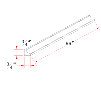 Charcoal Gray Inside Corner Molding - 3/4"W x 96"L