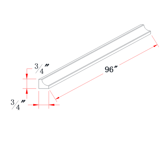 Charcoal Gray Inside Corner Molding - 3/4"W x 96"L