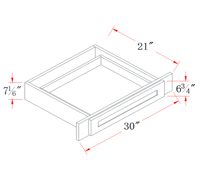Navy Blue Knee Drawer - 30"W x 7-3/16"H