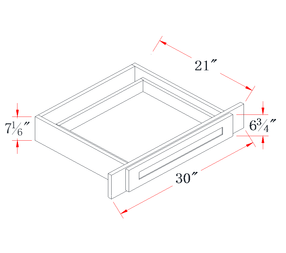 Onyx Black Knee Drawer - 30"W x 7-3/16"H