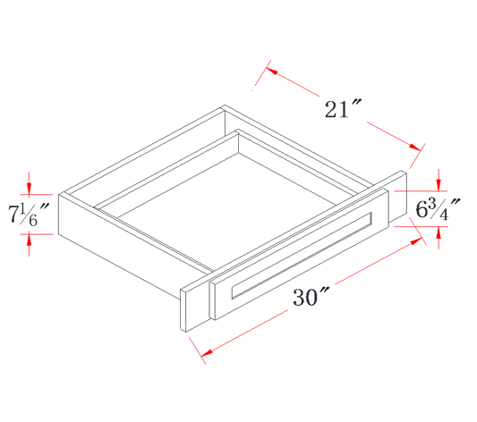 Charcoal Gray Knee Drawer - 30"W x 7-3/16"H