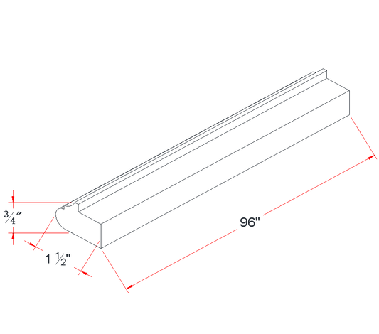 Onyx Black Light Rail Molding - 1-1/2"W x 96"L