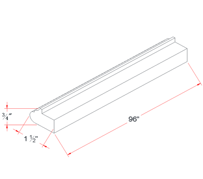 Charcoal Gray Light Rail Molding - 1-1/2"W x 96"L