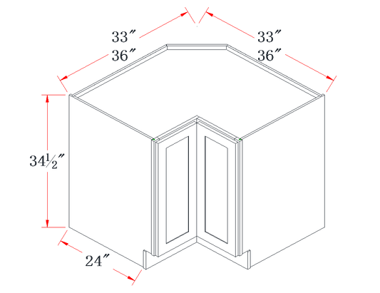 Onyx Black Lazy Susan Corner Base Cabinet - 36"W