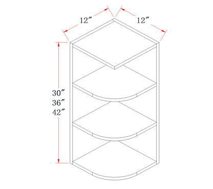 Slim Espresso Brown Open Shelf Wall End Cabinet - 12"W x 36"H