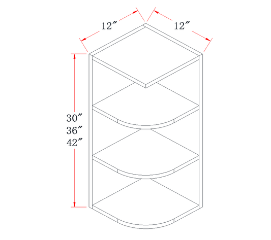 Ivory White Open Shelf Wall End Cabinet - 12"W x 36"H