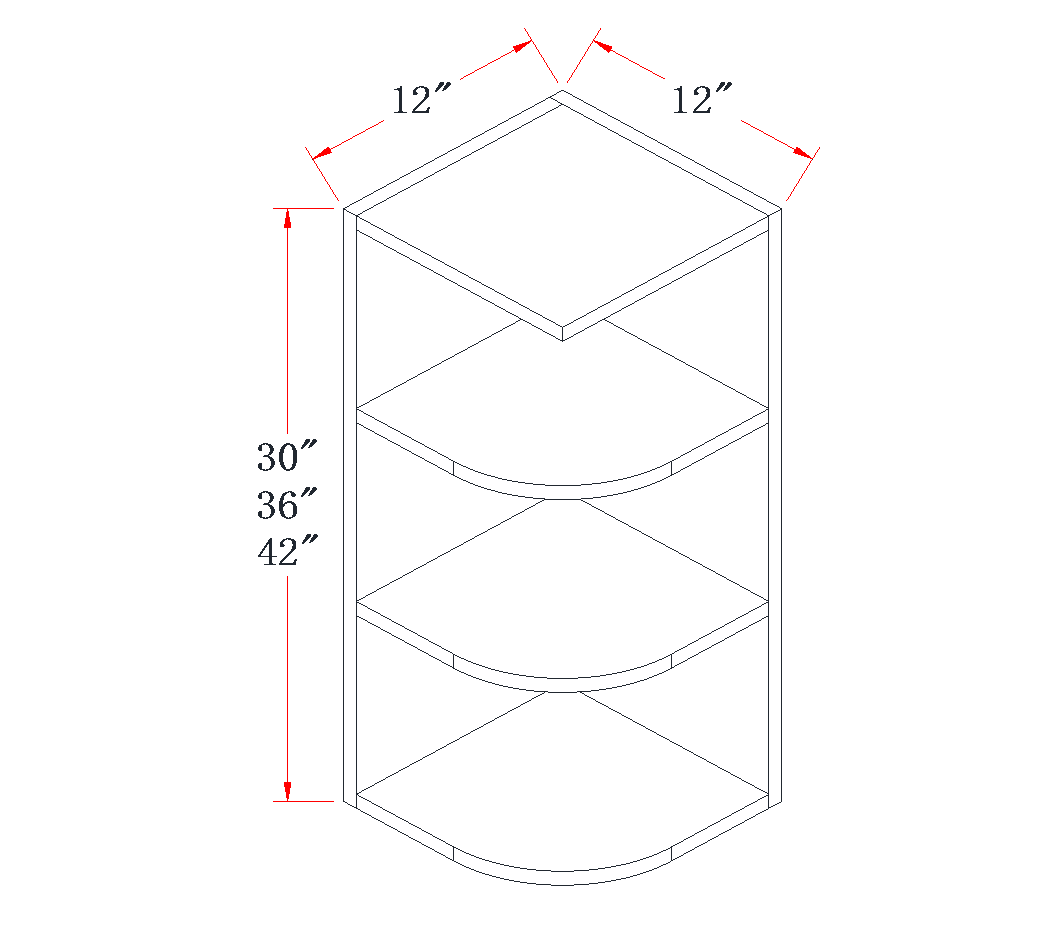 Navy Blue Open Shelf Wall End Cabinet - 12"W x 42"H