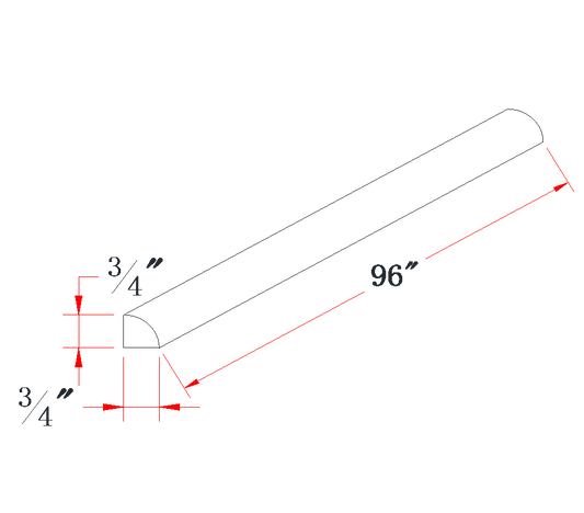 Mist Gray Quarter Round Shoe Molding - 3/4"W x 96"L
