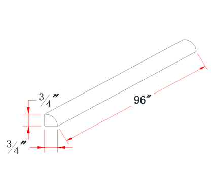 Creamy White Quarter Round Shoe Molding - 3/4"W x 96"L