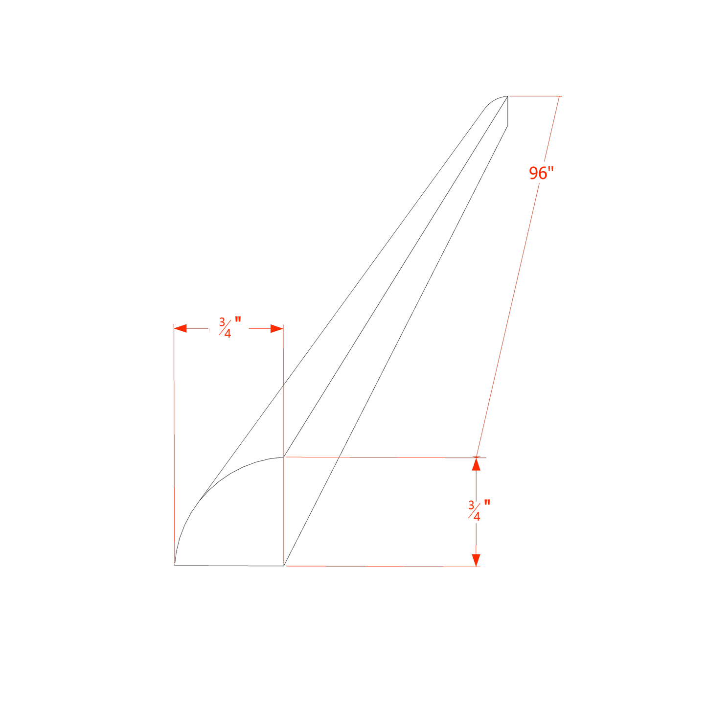 Soft Green - 3/4"W × 96"L Quarter Round Shoe Molding