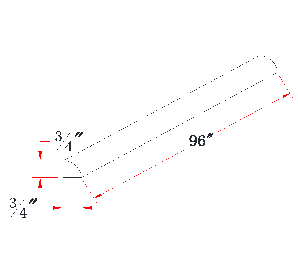 Mist Gray Quarter Round Shoe Molding - 3/4"W x 96"L