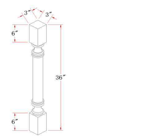 Polar White Round Roman Pillar - 04"W x 36"L