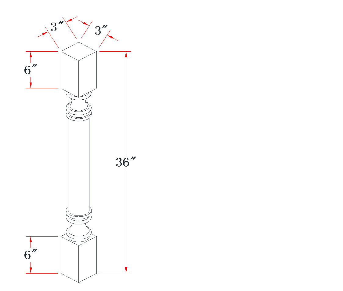 Onyx Black Round Roman Pillar - 03"W x 36"L