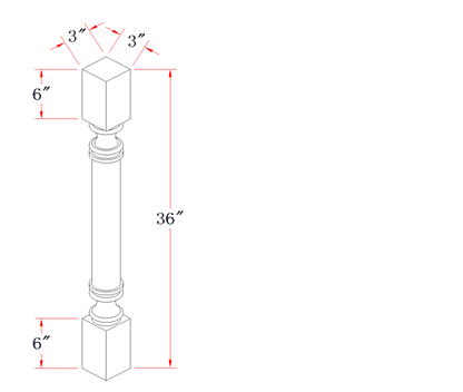 Soft Green Round Roman Pillar - 03"W x 36"L