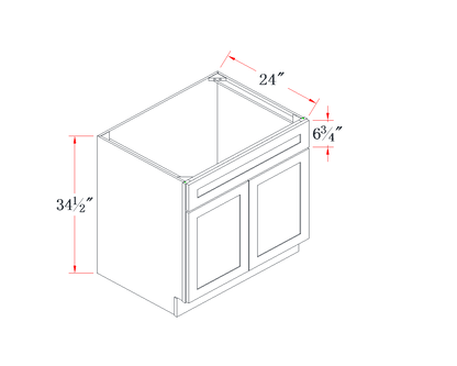 Onyx Black Sink Base Cabinet - 24"W