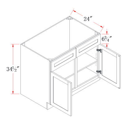 Charcoal Gray Sink Base Cabinet - 39"W