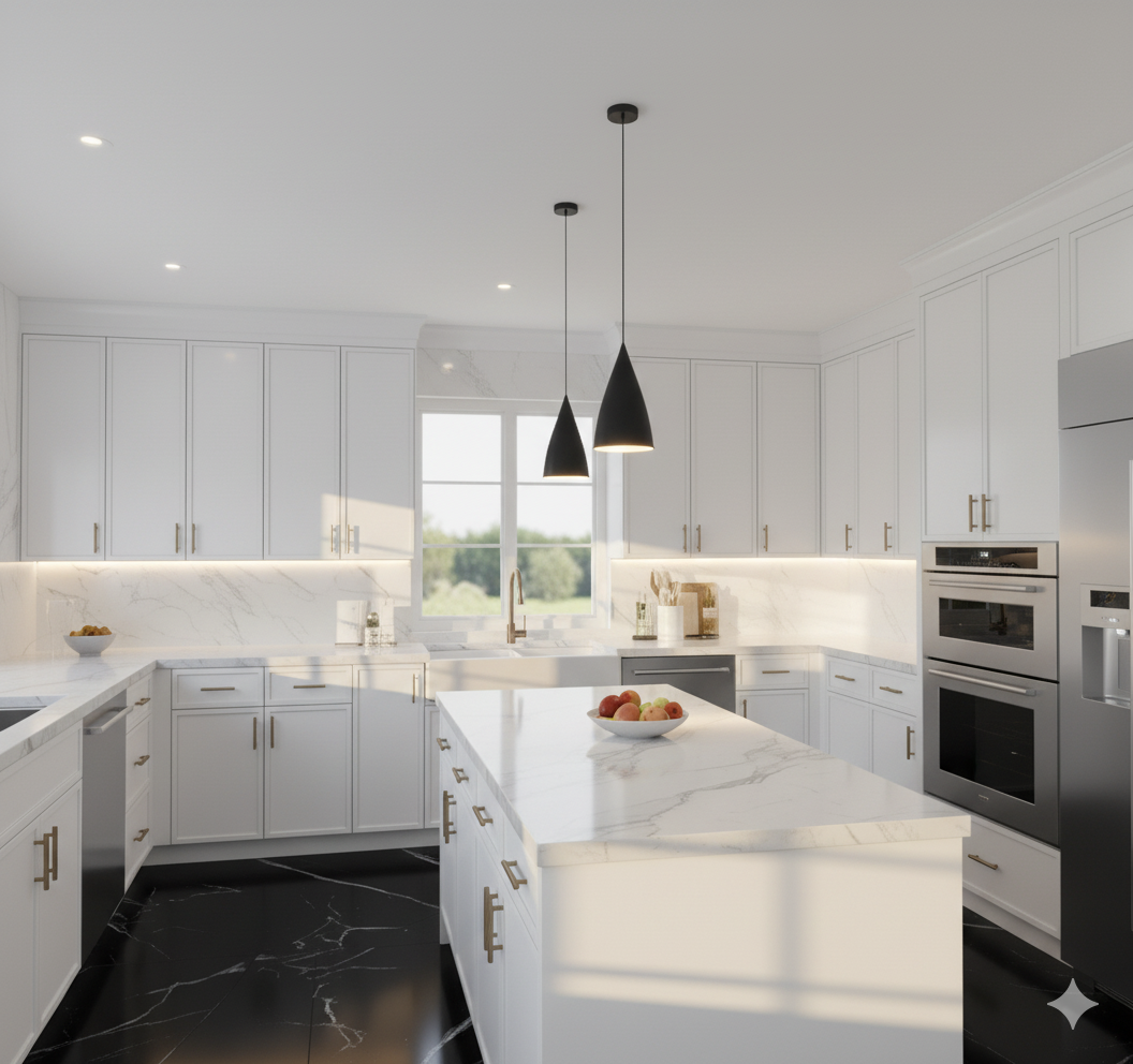 Slim Polar White Shaker 10x10 RTA Cabinets