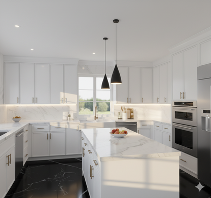 Slim Polar White Shaker 10x10 RTA Cabinets
