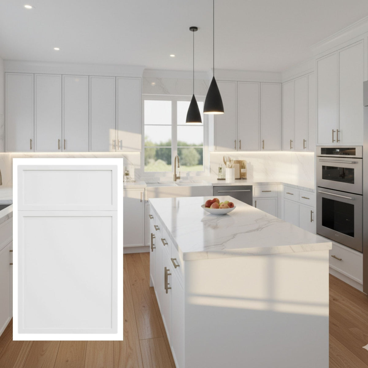 Slim Polar White Shaker 10x10 RTA Cabinets - NextCabinets