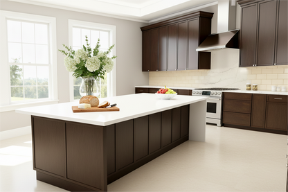 Slim Espresso Brown Offset-Sink Vanity Combo Cabinet (Drawer on Right) - 30"W