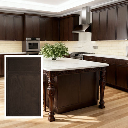 Slim Espresso Brown Wood Range Hoods Wall Cabinet - 36"W x 48"H