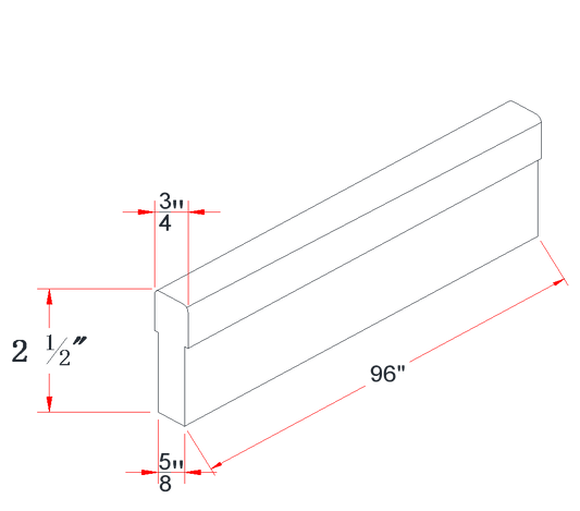 Onyx Black Stacking Molding - 2-1/2"W x 96"L