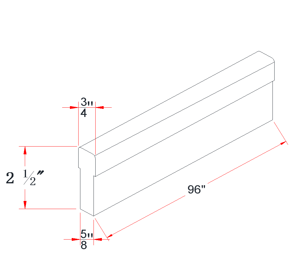Charcoal Gray Stacking Molding - 2-1/2"W x 96"L